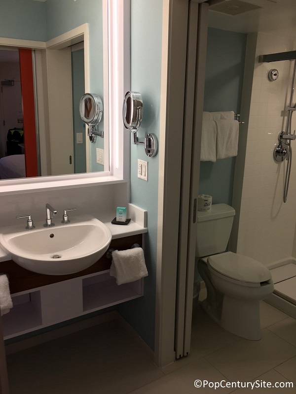Bathroom area in updated rooms