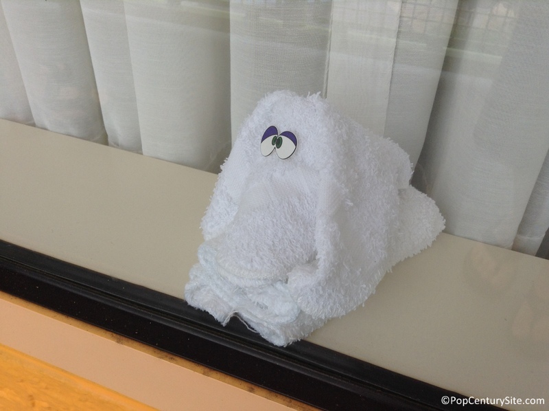 Towel animal in window at Pop Century