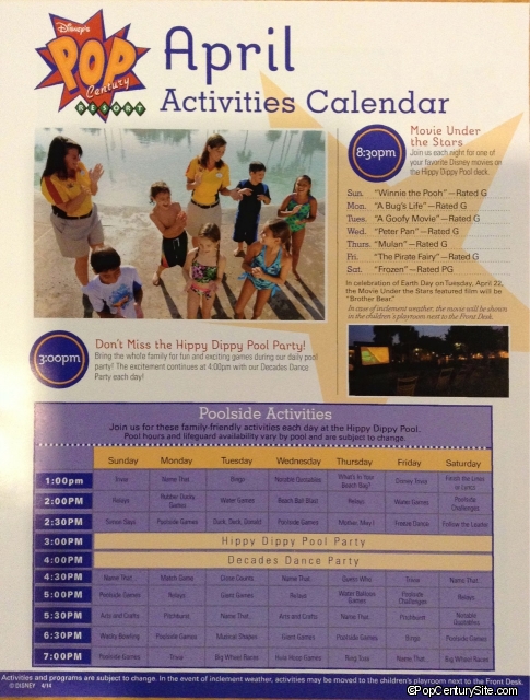 Pop Century Activities April 2014